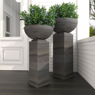 Harper & Willow Gray Metal Indoor Outdoor Planter Set of 2 31 in., 38 in.H