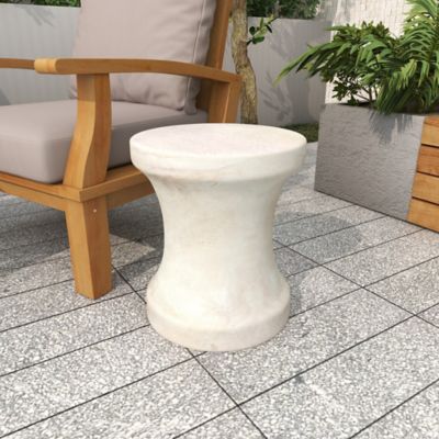 Harper & Willow White Fiberclay Outdoor Accent Table 14" x 14" x 16"