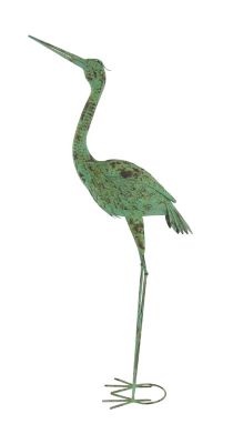 Image showing  Green Metal Indoor Outdoor Crane Garden Sculpture with Coiled U Shaped Feet Set of 2 19"W, 47"H