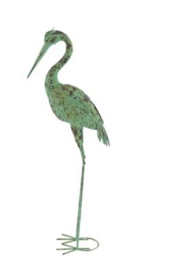 Image showing  Green Metal Indoor Outdoor Crane Garden Sculpture with Coiled U Shaped Feet Set of 2 19"W, 47"H