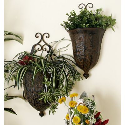 Harper & Willow Iron Rustic Wall Decorative Planter Set, 18 in., 22 in., 2-Pack