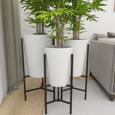 Harper & Willow Tin Cylindrical Decorative Planters with Stand, 3-Pack