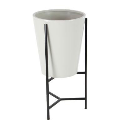 Image showing  Tin Cylindrical Decorative Planters with Stand, 3-Pack