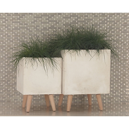 Harper & Willow White Fiberclay Contemporary Planter Set of 2 15", 18"H