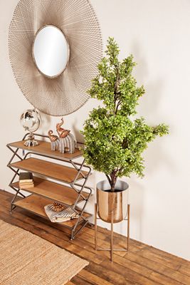 Harper & Willow Silver Metal Indoor Outdoor Deep Recessed Dome Planter with Removable Stand Set of 2 19 in., 22 in.H