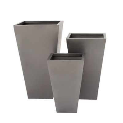 Image showing  Iron Contemporary Trapezoidal Decorative Planter Set, 17 in., 21 in., 25 in., 3-Pack