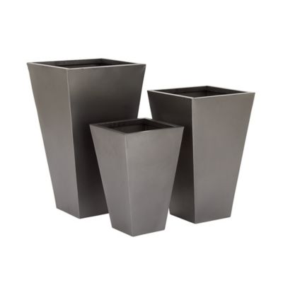 Image showing  Iron Contemporary Trapezoidal Decorative Planter Set, 17 in., 21 in., 25 in., 3-Pack