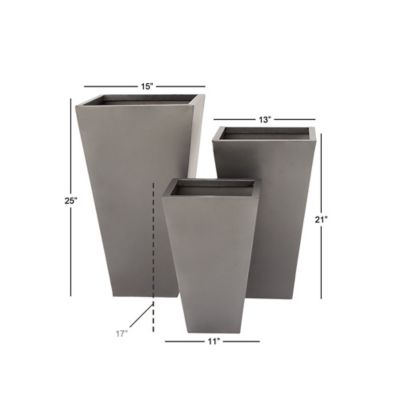 Image showing  Iron Contemporary Trapezoidal Decorative Planter Set, 17 in., 21 in., 25 in., 3-Pack