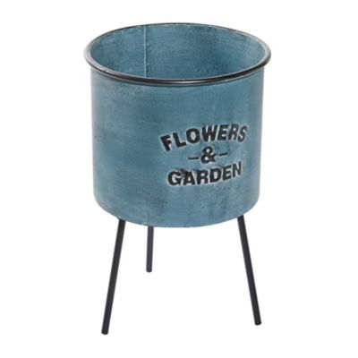 Image showing  Multi-Colored Metal Indoor Outdoor Planter with Flowers And Garden Text Set of 3 20 in., 18 in., 16 in.H