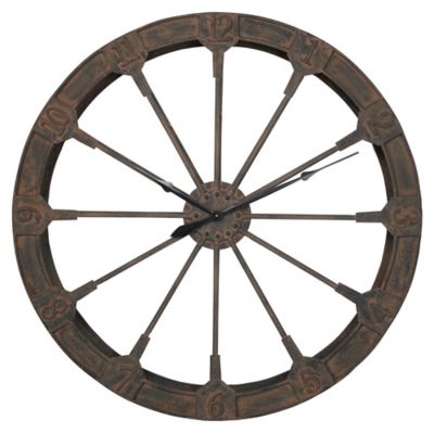 Image showing  Metal Wheel Wall Clock 48 in., Brown