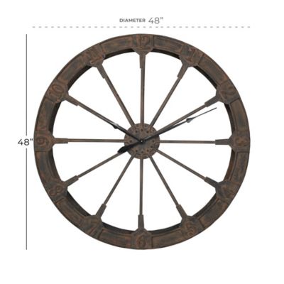 Image showing  Metal Wheel Wall Clock 48 in., Brown
