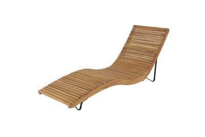 Image showing  Traditional Teak Wood Curved Comfort Lounger, 25.5 in. x 75 in. x 30.5 in.