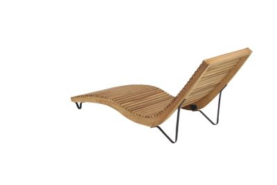 Image showing  Traditional Teak Wood Curved Comfort Lounger, 25.5 in. x 75 in. x 30.5 in.