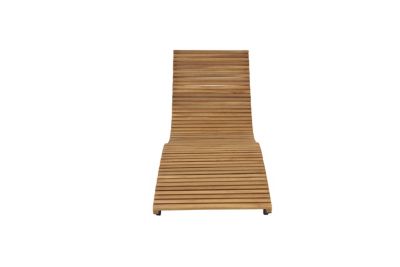 Image showing  Traditional Teak Wood Curved Comfort Lounger, 25.5 in. x 75 in. x 30.5 in.