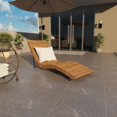 Image showing 8 th Harper & Willow Traditional Teak Wood Curved Comfort Lounger, 25.5 in. x 75 in. x 30.5 in.