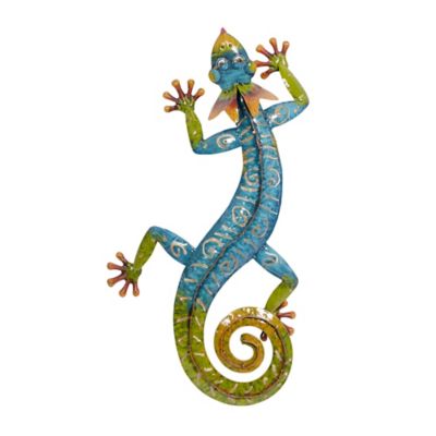 Image showing  Multi-Colored Metal Indoor Outdoor Lizard Wall Decor 29" x 15" x 5"