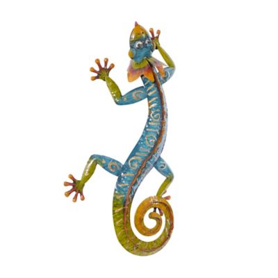 Image showing  Multi-Colored Metal Indoor Outdoor Lizard Wall Decor 29" x 15" x 5"