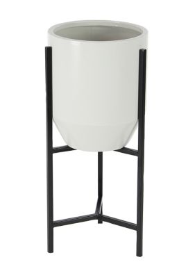 Image showing  Iron Metal Bucket Decorative Planters with Stands, 3-Pack