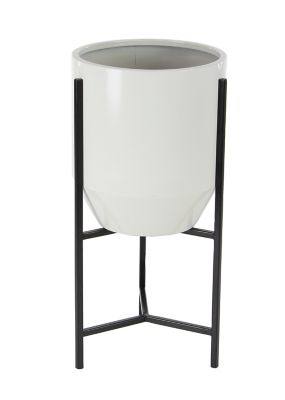 Image showing  Iron Metal Bucket Decorative Planters with Stands, 3-Pack