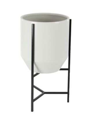 Image showing  Iron Metal Bucket Decorative Planters with Stands, 3-Pack