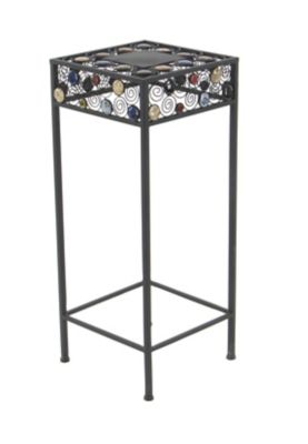 Image showing  Square Metal and Ceramic Decorative Plant Stands with Bead Detailing, 3-Pack