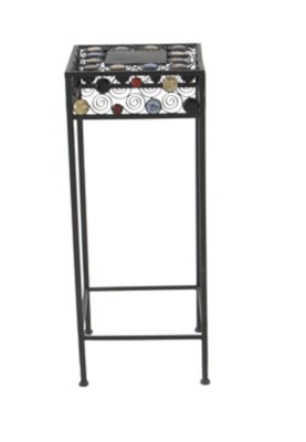 Image showing  Square Metal and Ceramic Decorative Plant Stands with Bead Detailing, 3-Pack