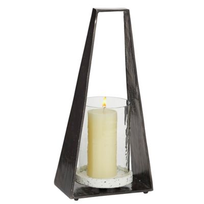 Image showing  Black Aluminum Decorative Candle Lantern 8" x 5" x 18", 80780