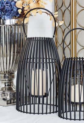 Harper & Willow 16 in. Metal Decorative Candle Lantern with Handle, Black