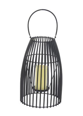 Image showing  16 in. Metal Decorative Candle Lantern with Handle, Black