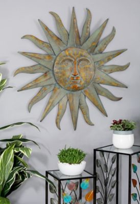 Harper & Willow Gray and Gold Metal Sun Wall Art