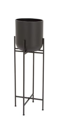 Image showing  Black Metal Indoor Outdoor Planter with Removable Stand 12 in. x 12 in. x 42 in.
