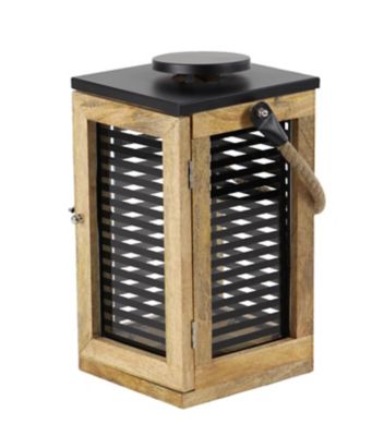 Image showing  Modern Wood and Metal Candle Lantern, 9 in. x 15 in., 79683