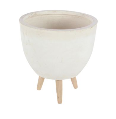 Image showing  Fiber Clay/Wood Round Planter Set, 15 in. x 16 in., 13 in. x 15 in., 11 in. x 12 in., 3 pk.