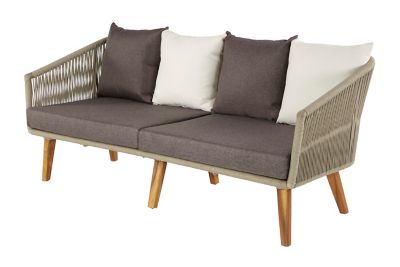 Image showing  Modern Outdoor Couch with Acacia Wood Legs and Decorative Rope Detail