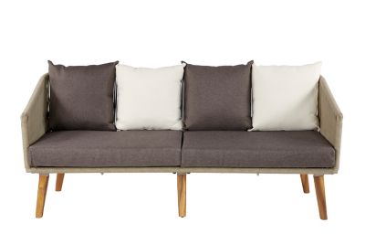 Image showing  Modern Outdoor Couch with Acacia Wood Legs and Decorative Rope Detail
