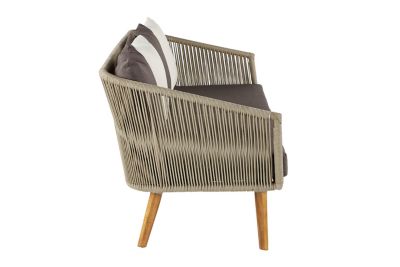 Image showing  Modern Outdoor Couch with Acacia Wood Legs and Decorative Rope Detail