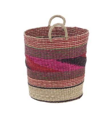 Image showing  Round Multicolor Seagrass Baskets with Handles, 15 in. H, 17 in. H, 20 in. H, 3 pc.