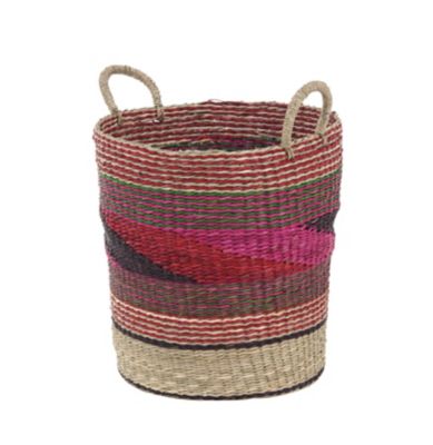 Image showing  Round Multicolor Seagrass Baskets with Handles, 15 in. H, 17 in. H, 20 in. H, 3 pc.