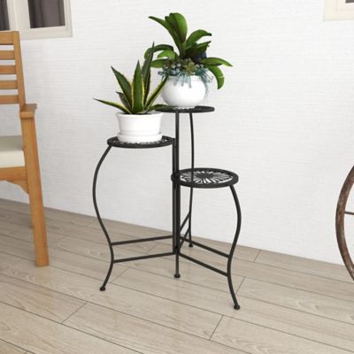 Harper & Willow 3-Tier Modern Folding Plant Stand, Black, 21 in. x 24 in.