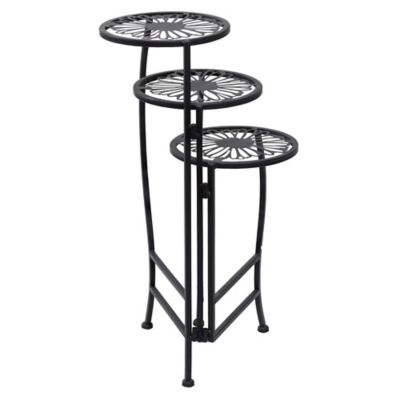 Image showing  3-Tier Modern Folding Plant Stand, Black, 21 in. x 24 in.
