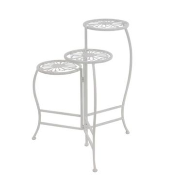 Image showing  3-Tier Metal Indoor/Outdoor Floral Plant Stand, 21 in. x 15 in. x 24 in., White