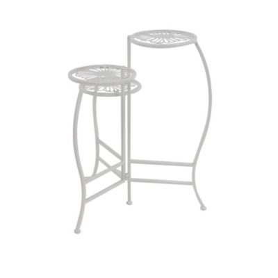 Image showing  3-Tier Metal Indoor/Outdoor Floral Plant Stand, 21 in. x 15 in. x 24 in., White