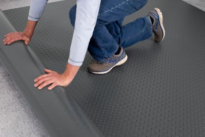 Image showing  Diamond Tread Roll-Out Vinyl Garage Flooring, 75 Mil