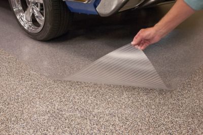 Image showing  Ribbed Clear Roll-Out Vinyl Garage Floor Protector, 55 Mil