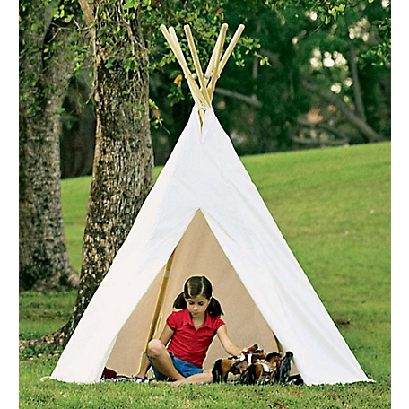 Hearthsong 7õ Cotton Canvas And Wooden Pole Indoor/outdoor Family Tent With  7õ Battery-operated Tent Lights : Target