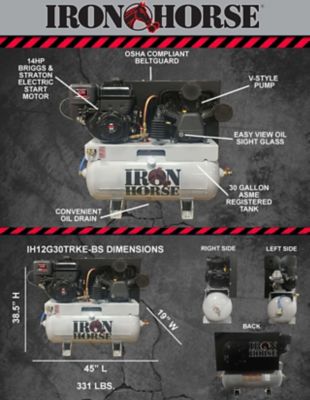 Image showing  12 HP 30 gal. 2-Stage Truck-Mounted Air Compressor, 175 PSI