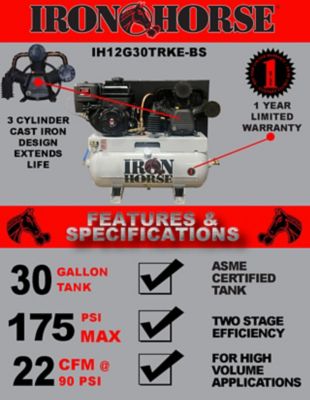 Image showing  12 HP 30 gal. 2-Stage Truck-Mounted Air Compressor, 175 PSI