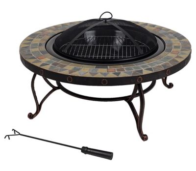 Pleasant Hearth Juniper Slate Top Fire, Ash Pan Outdoor Fire Pit Replacement Squares