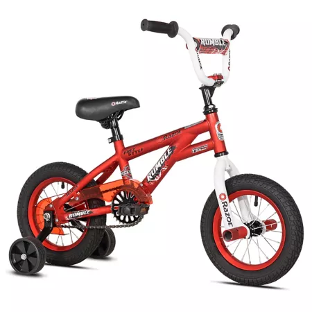 Rumble Razor Boys' Bike 12-inch 1-Speed with Training Wheels Steel Frame Ages 3-5 Bikes