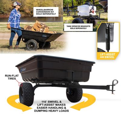 Image showing  Tow-Behind Green Thumb Lift-Assist and Swivel Dump Cart with Run-Flat Tires, 12 cu. ft.